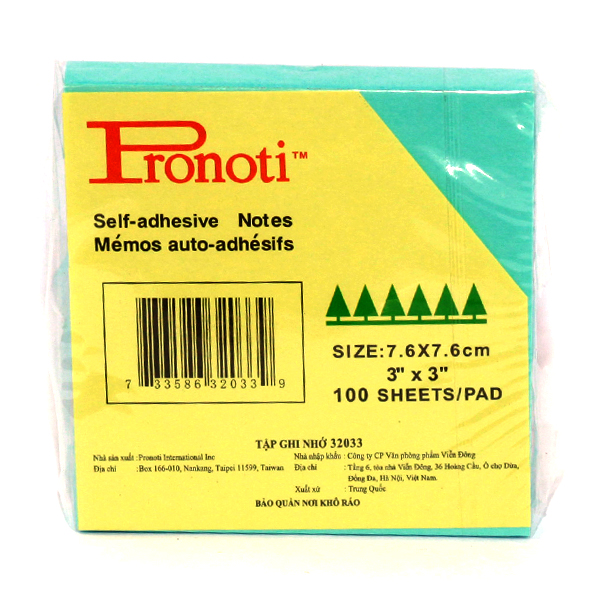 Giấy nhắn Pronoti 3 x 3 xanh biển